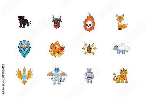 Fantasy & Abstract Mascot Logos – Demon, Cyber Dragon, Mystic Fox, Electric Hawk