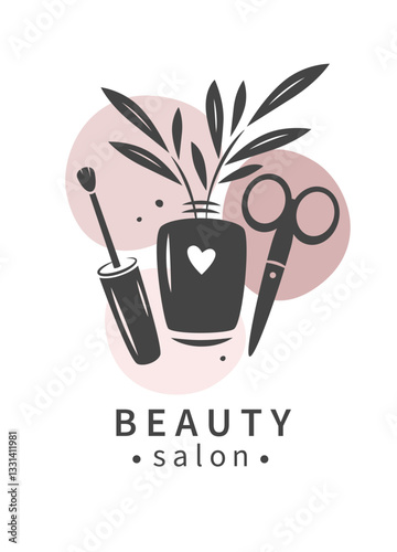 Beauty salon or Nail salon logo. Nail polish. Manicure and pedicure. Minimalistic vector illustration for card, cover, advertisement