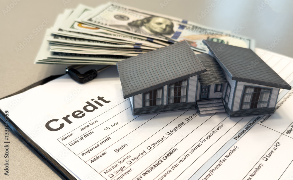 Obraz premium report credit score banking borrowing application risk form document loan business market policy deployment data check workplace concept - stock image