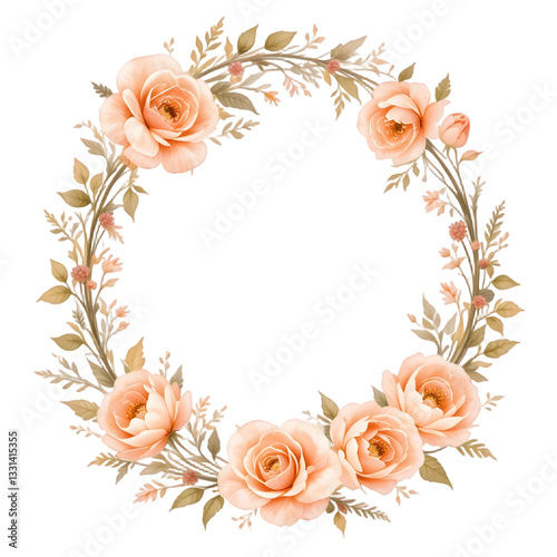 Oval Watercolor Rose Frame