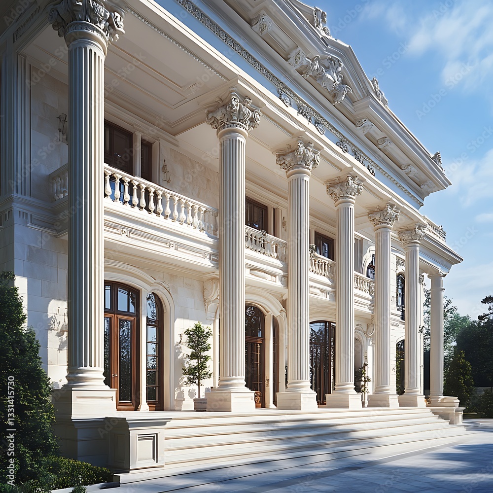 Obraz premium Majestic classical architecture with ornamental columns and carvings high resolution picture