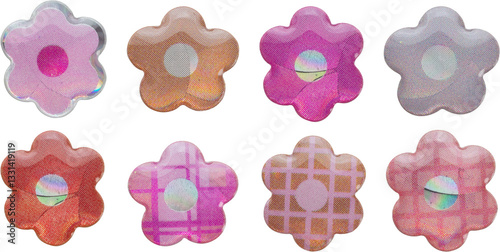 flower shape sticker set isolated on white background