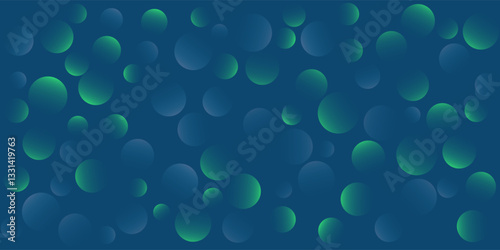 A dark blue abstract background with  many overlapping green circles, disks pattern with gentle gradients. The design creates a visually appealing and versatile backdrop for various creative projects.