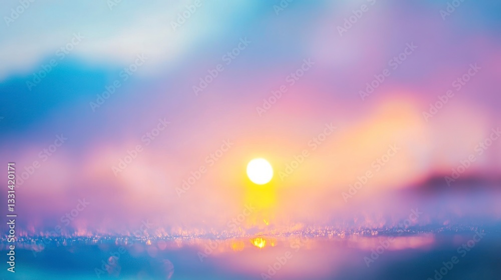 Obraz premium Glimmering Sunrise Reflection Creates a Dreamy and Ethereal Atmospheric Landscape