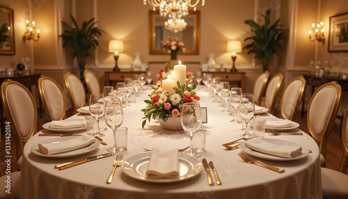 Obraz na płótnie Elegant Formal Dinner Setting w salonie