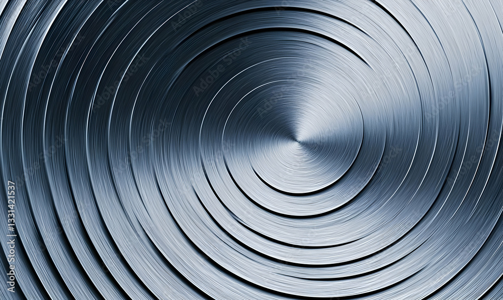 Fototapeta premium Swirling Circular Metal Texture with Reflections and Light Effects