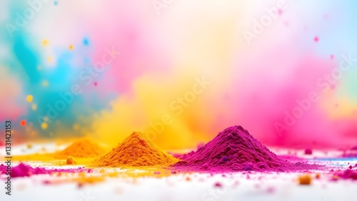 Happy Holi Festival Color Powder Explosion, Indian Traditional Festival. Cultural Festivity, Multicolored Pigments, Festival Symbol, Creative Photography