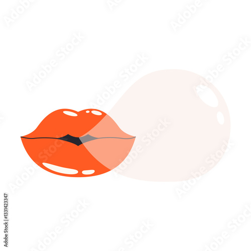 Mouth inflates bubble gum