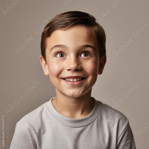 Un niño de 7 años con cara de curiosidad.