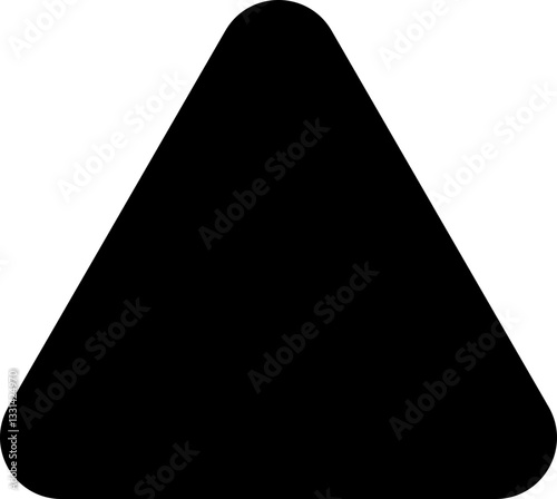 Simple Black Curved Triangle Icon.
Rounded Triangle silhouette.
Triangle Rounded Corners flat vector isolated.
Transparent background.