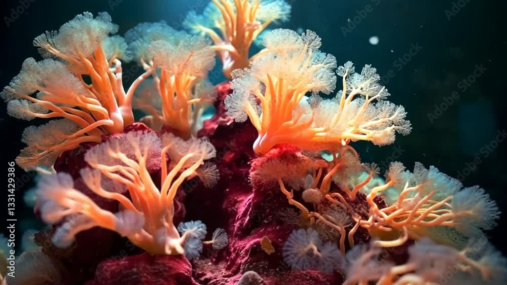 Bunte Unterwasser-Korallen leuchten in tropischem Meer