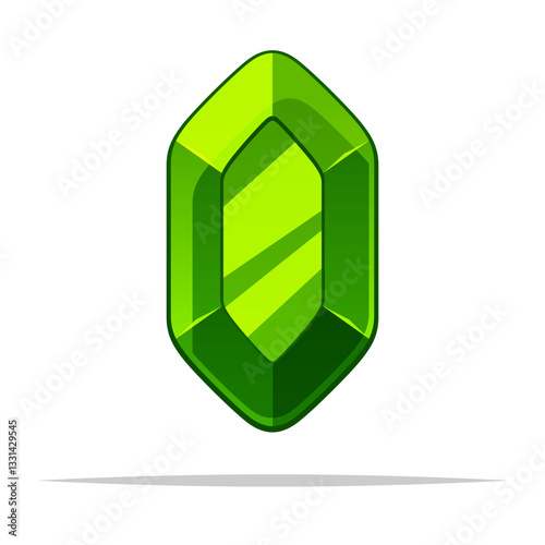 Green gem video game currency vector isolated illustration