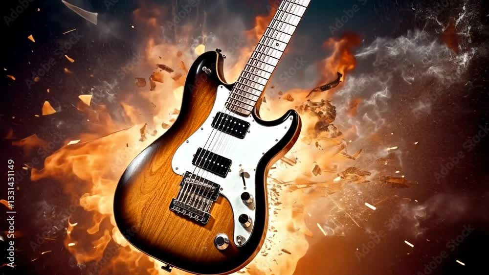 Elektrische Gitarre mit Flammen Hintergrund für Rock Fans