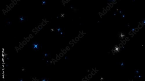 Sparkling blue star particles overlay animation on alpha channel