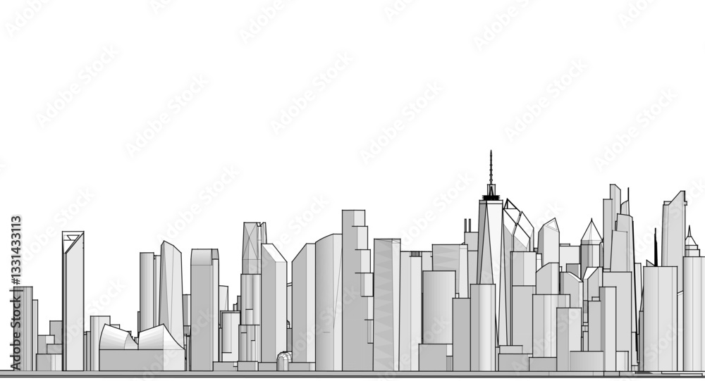 Fototapeta premium modern city panorama 3d illustration 
