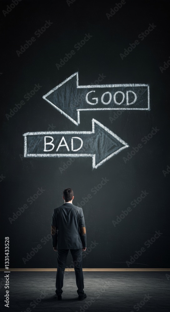 Obraz premium Man contemplating a decision between 