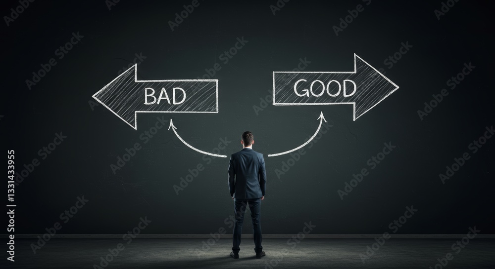 Man contemplating a decision between Man contemplating a decision between
