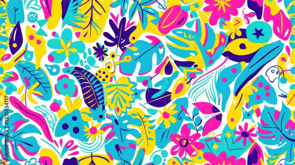 Fototapeta premium Vibrant Abstract Pattern Background Illustration Template for Summer