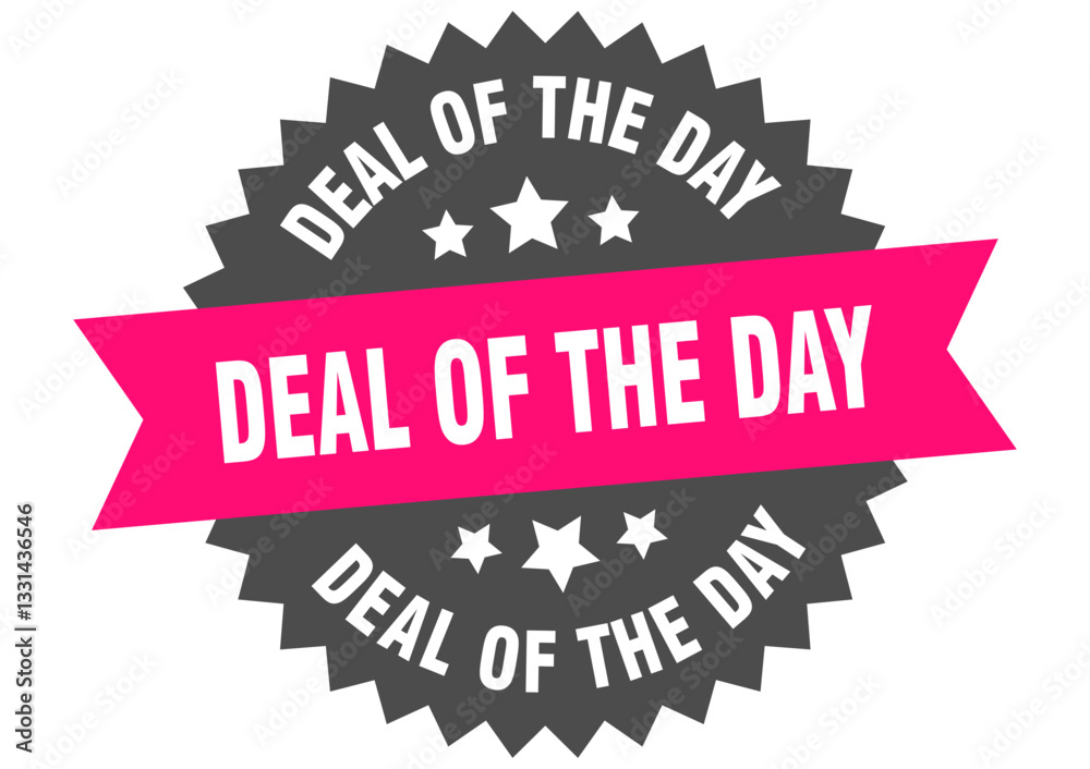 Obraz premium deal of the day. deal of the day round pink label isolated on transparent background