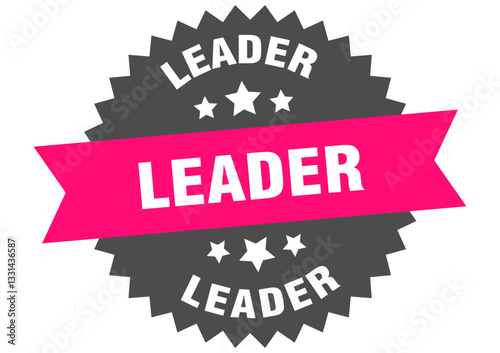 leader. leader round pink label isolated on transparent background