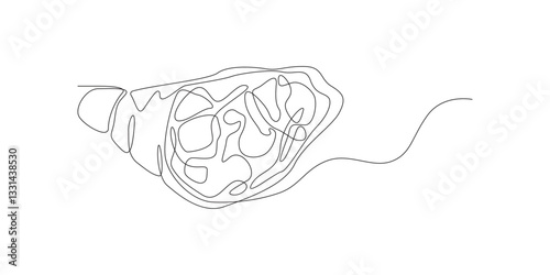 Continuous one line vector sketch drawing of pork knuckle
