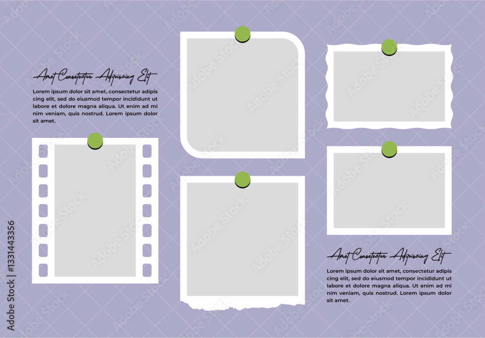 Naklejka premium Picture or photos frame collage and digital photo wall template