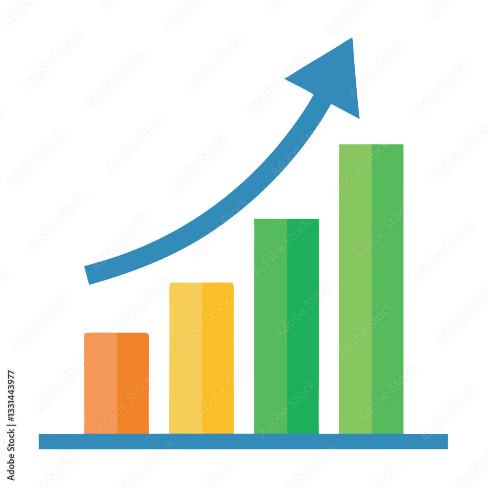 An illustration of a growth chart-with a dynamic. An illustration of a growth chart-with a dynamic.