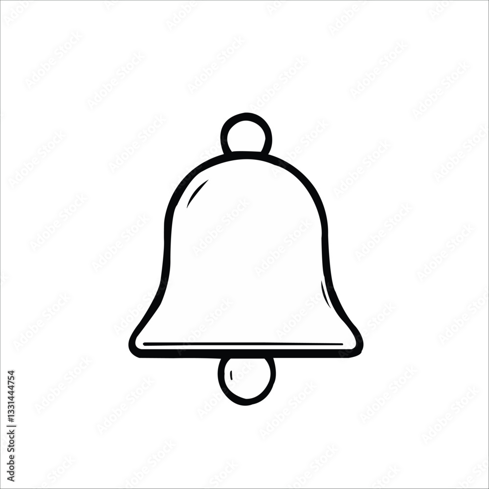 Minimalist Black and White Line Drawing Vector Illustration of a Bell for Notification and Alert Themes Minimalist Black and White Line Drawing Vector Illustration of a Bell for Notification and Alert Themes