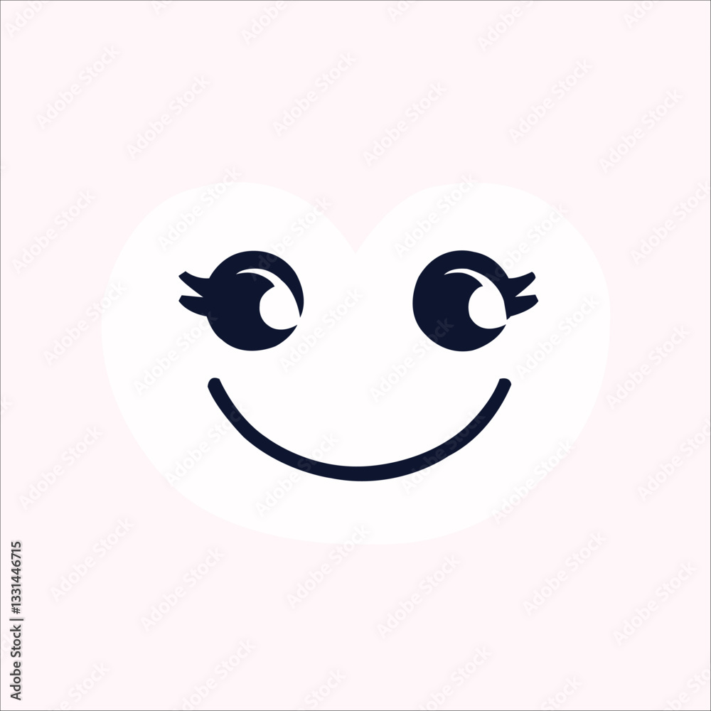Smiley Face Vector Design with Playful Eyelashes – Expressive Icon Illustration on Light Pink Background for Communication and Happiness Concepts. Smiley Face Vector Design with Playful Eyelashes – Expressive Icon Illustration on Light Pink Background for Communication and Happiness Concepts.