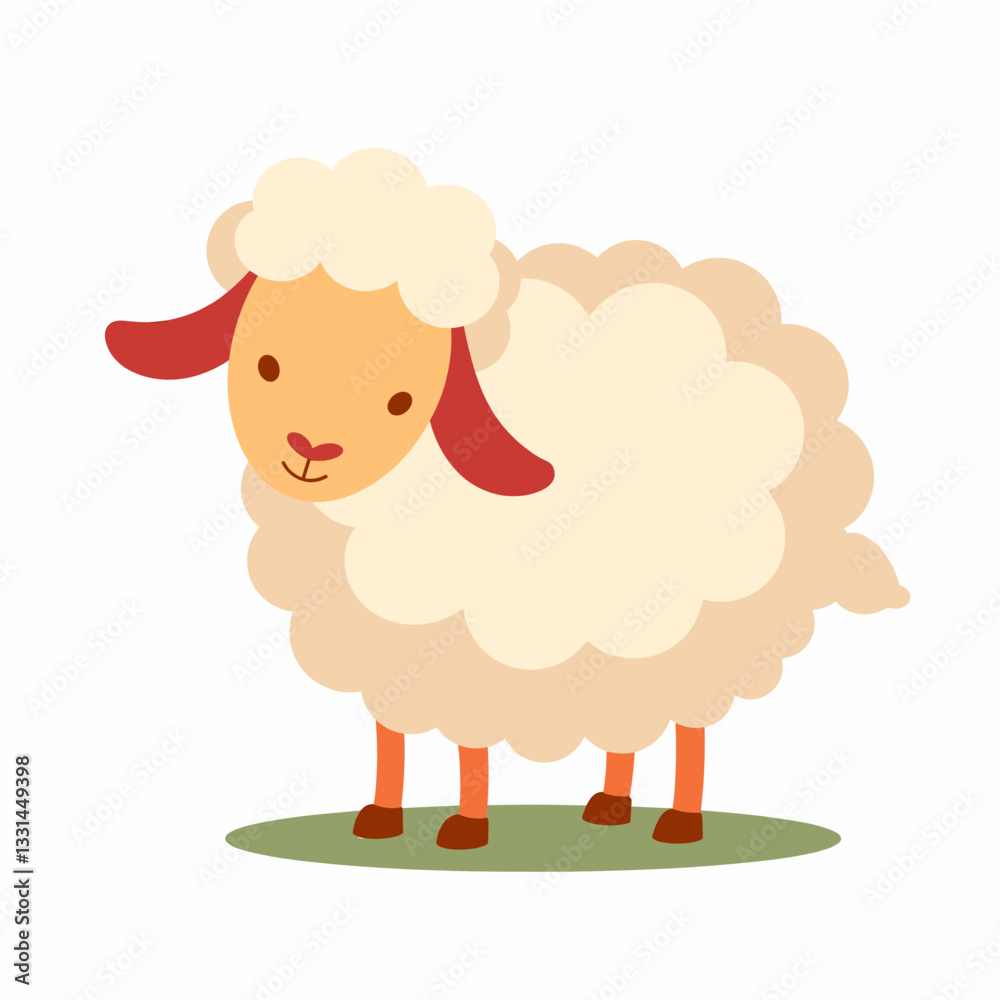Cute cartoon sheep standing on green grass, playful illustration Cute cartoon sheep standing on green grass, playful illustration