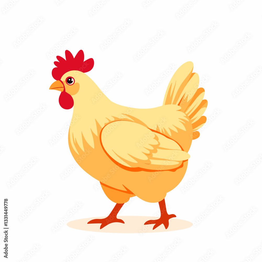 Fototapeta premium Colorful chicken illustration on white background, fun design concept