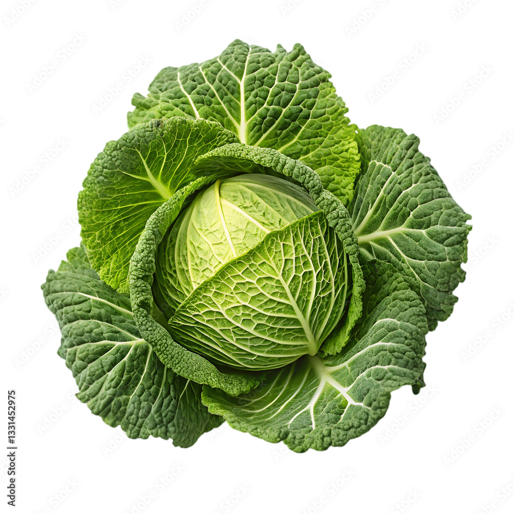 Fototapeta premium Fresh Savoy Cabbage on transparent background