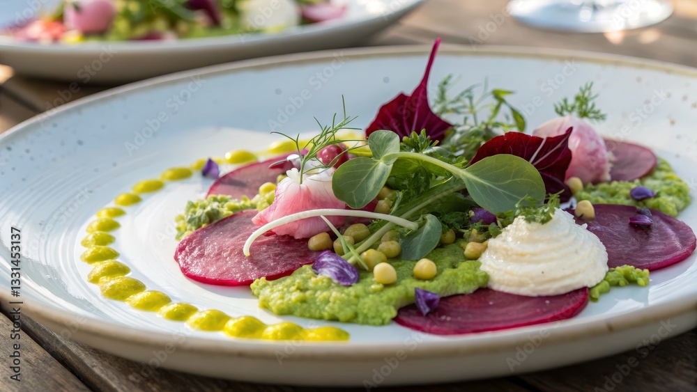 Beetroot Salad with Pea Puree