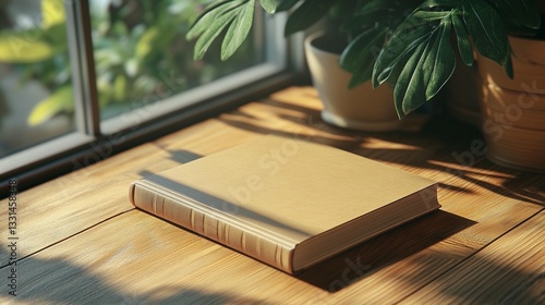 Book on Wooden Table in Sunlight