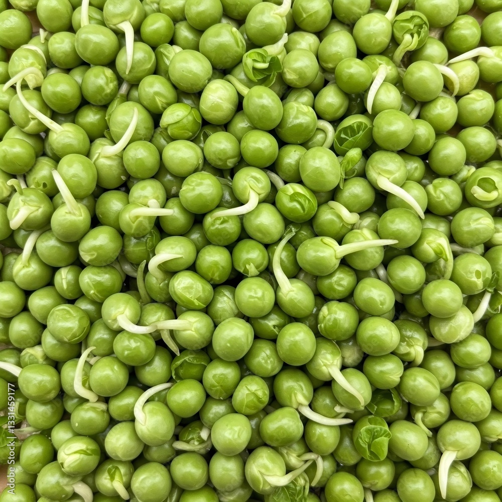 Fresh green peas sprouting showing new life and growth Fresh green peas sprouting showing new life and growth