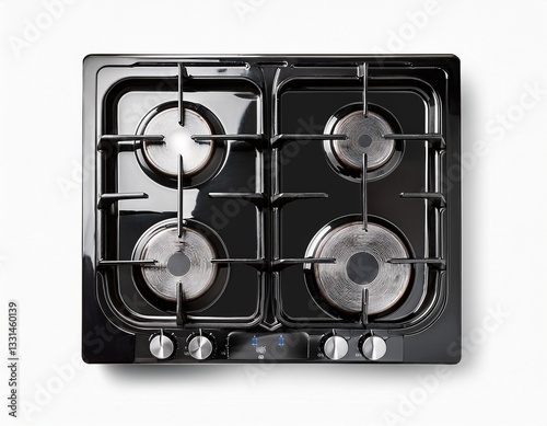 top view of gas stove isolated on transparent or white background