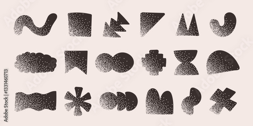Abstract doodle graphic shapes collection. Textured retro design symbol sset