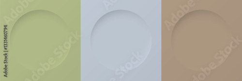 Set of green, blue and coffee color frame design. Abstract 3D geometric realistic background collection