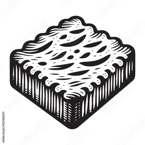 Simple depiction buttery shortbread cookie using a woodcut technique for modern bakery illustration