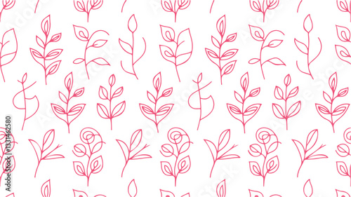 linear vector pattern, repeating abstract leaves, gray line of leaf or flower, floral. graphic clean design for fabric, event, wallpaper etc. pattern is on swatches panel. with white background