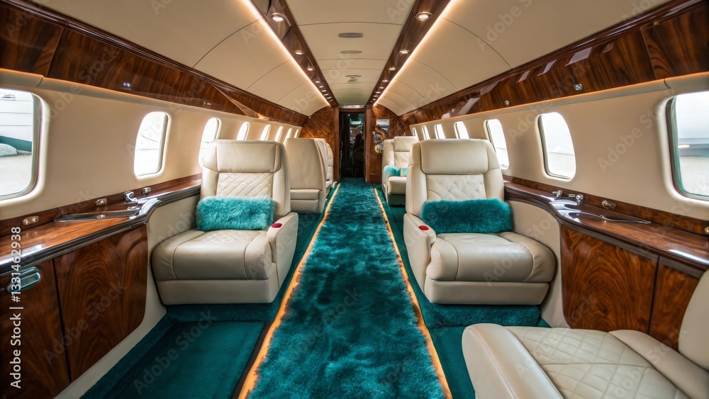 Fototapeta premium Private Jet Interior with Leather Seats