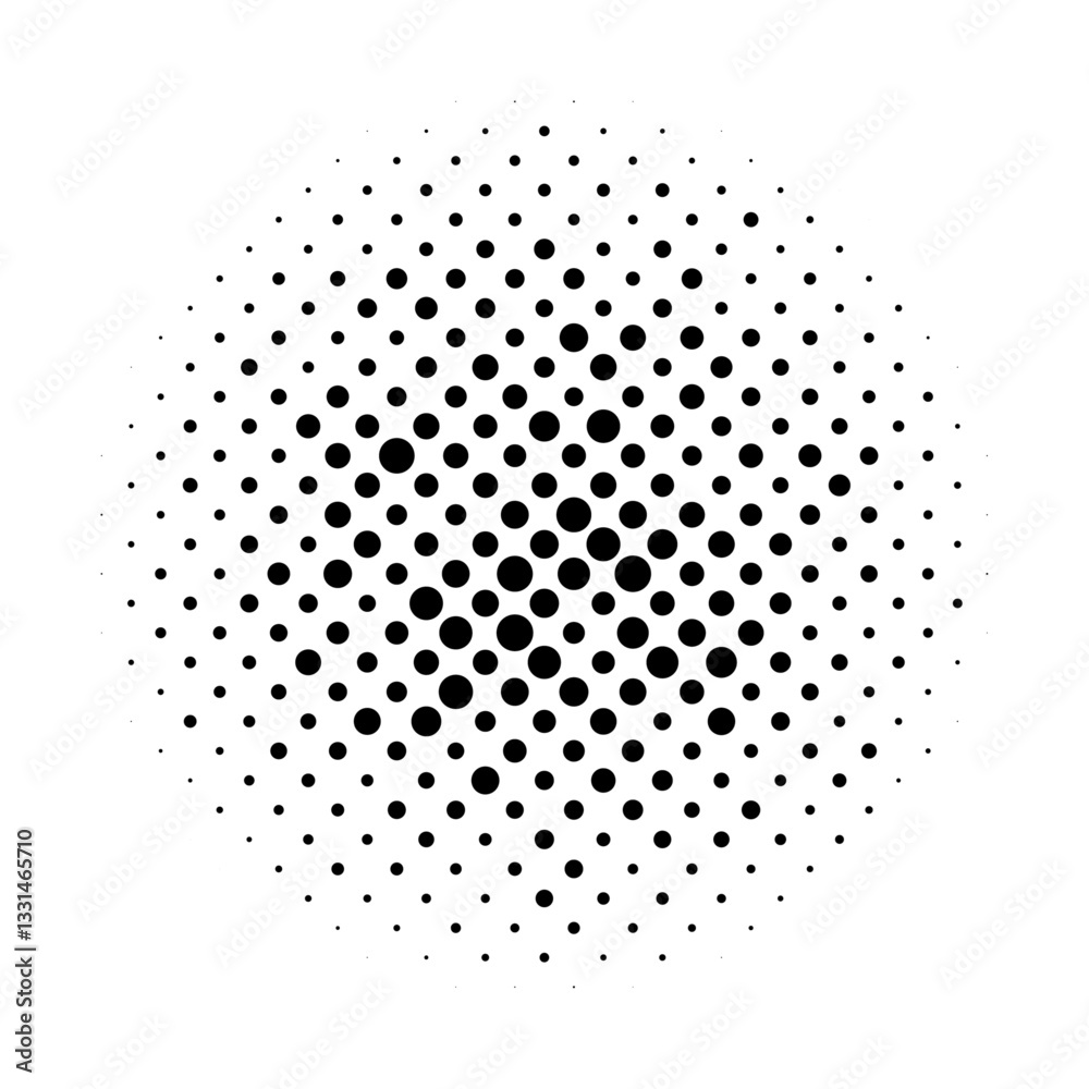 Halftone circles dot pattern.  Comics pop art style dots texture vector design element isolated on transparent background