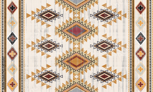 Navajo tribal vector seamless pattern. Native American ornament. Ethnic South Western decor style. Boho geometric ornament. Vector seamless pattern. Mexican blanket, rug. Woven carpet illustration