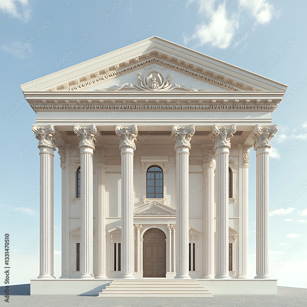 Fototapeta premium Striking classical architecture columns under clear sky high resolution picture