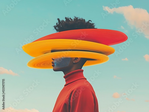 Surreal Digital Portrait for Sky Background.