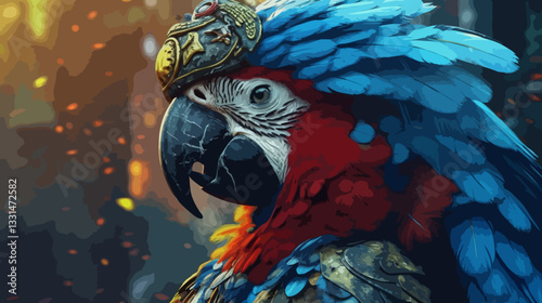 Parrot warrior illustration