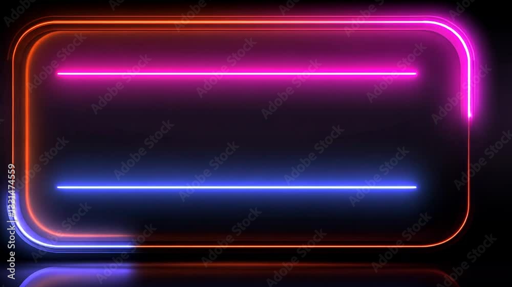 Dynamic Gradient Rectangle Frame Animation with Neon Lights and Reflections Loop Dynamic Gradient Rectangle Frame Animation with Neon Lights and Reflections Loop