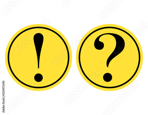 ビックリマークとはてなマーク　丸　黄