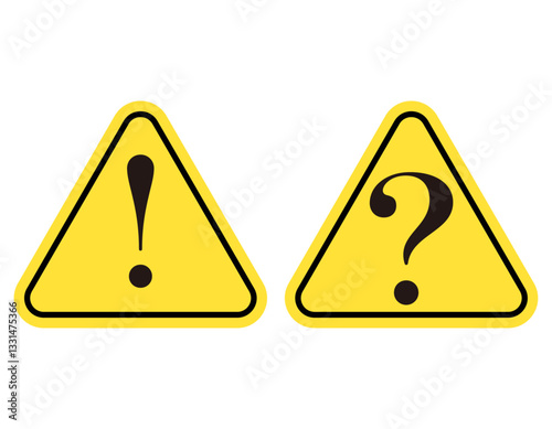 ビックリマークとはてなマーク　三角　黄