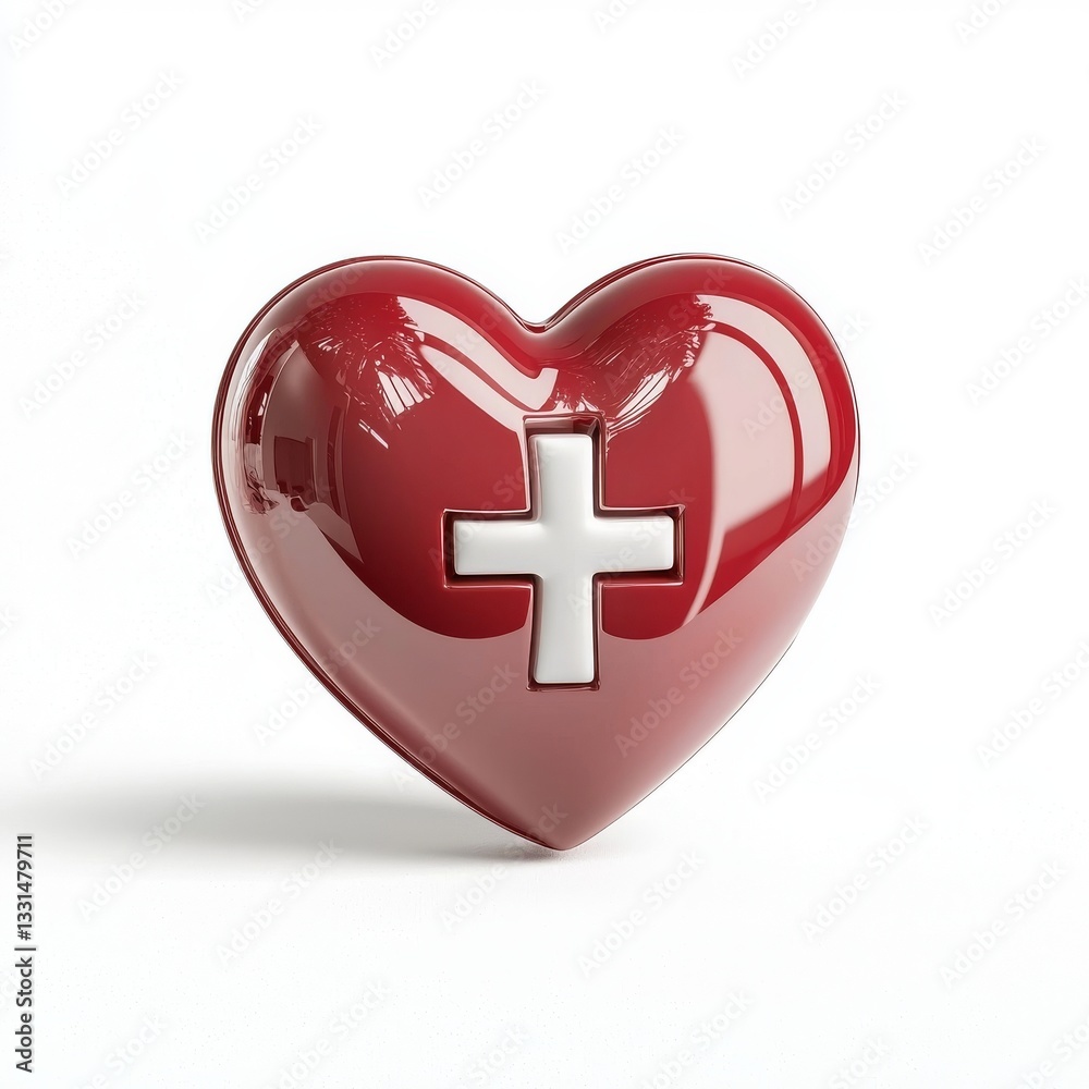 The concept of healthcare and medicine is embodied in a 3D hospital heart icon The concept of healthcare and medicine is embodied in a 3D hospital heart icon